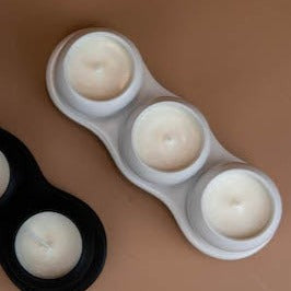 matte white trio ceramic cup candle